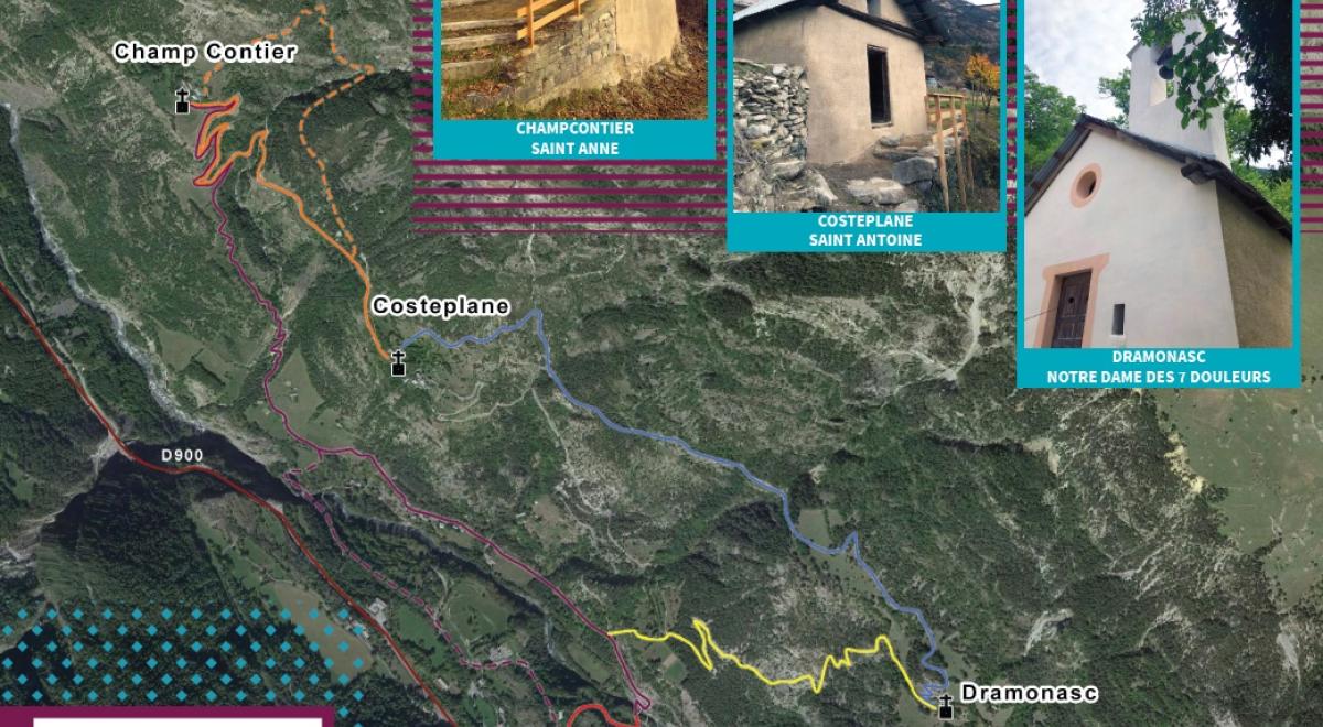 COMMUNE DU LAUZET-UBAYE CIRCUIT DES CHAPELLES CARTE