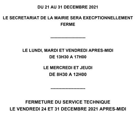 FERMETURE MAIRIE FERMETURE MAIRIE