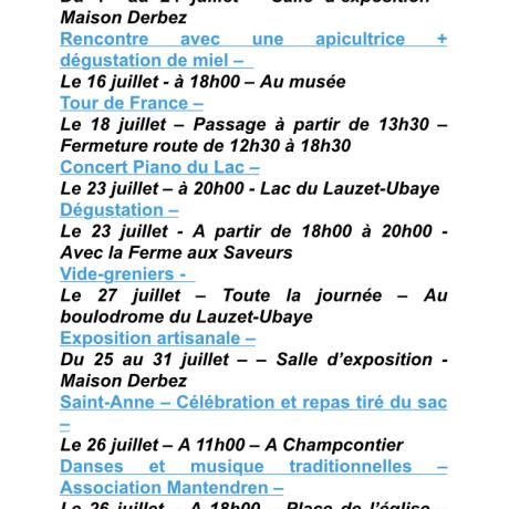 FESTIVITE JUILLET 2024