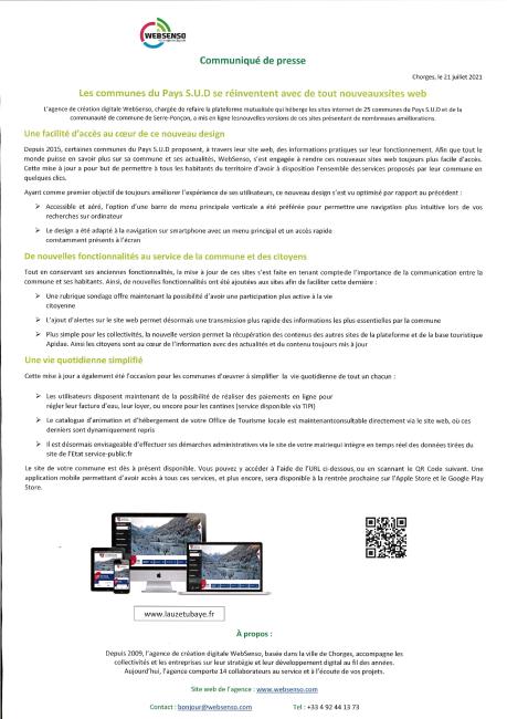 NOUVEAU SITE INTERNET POUR LA MAIRIE DU LAUZET-UBAYE